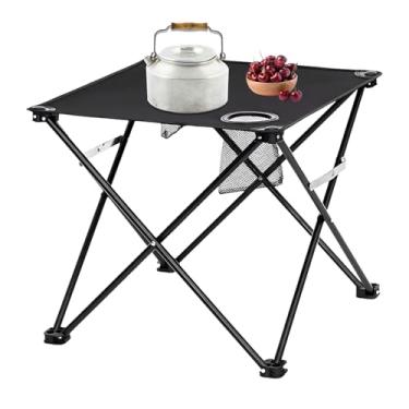 Imagem de Mesa dobrável para acampamento – mesa de praia dobrável com 2 suportes para copos, acessório de acampamento, mesa portátil para jantar, viagem, pesca, varanda, pátio, piquenique, quintal, jardim