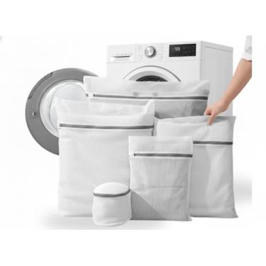 Imagem de Kit 5 Sacos Com Zíper Proteção Total Contra Danos e Desgaste De Roupas Delicadas, Saco Protetor para Lavar Roupas Na Máquina De Lavar Para Maior Durabilidade