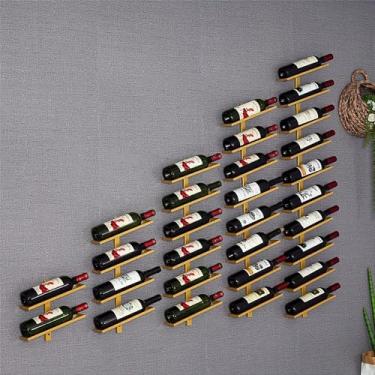Imagem de 3FLQOOPP Rack de vinho montado na parede 2/4/6/8/10/12 garrafas rack de vinho de metal elegante cozinha, restaurante, bar ou adega (ouro 12 garrafas)