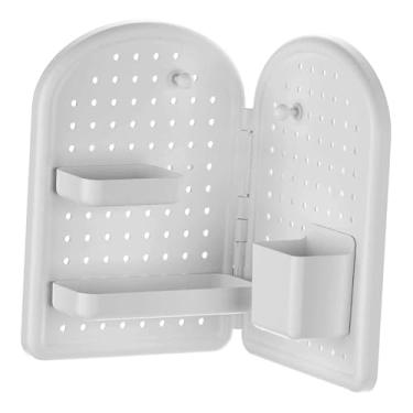 Imagem de IEUDNS Organizador de canto para mesa, prateleira de armazenamento vertical, multiuso, organizador de parede moderno para penteadeira, Branco