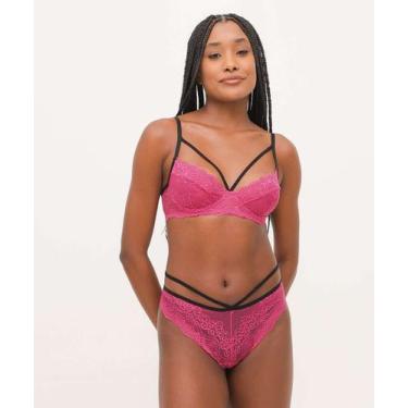 Imagem de Calcinha Fio Dental Strappy Renda Marisa-32029, Rosa, GG