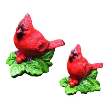 Imagem de Bothyi Estatueta de pássaro vermelho, peça colecionável em resina, escultura de animal, enfeite de Natal para, quintal, casa de campo ou escritório, 2 Unidades