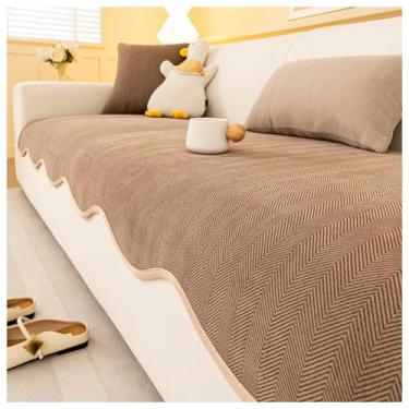 Imagem de SPXMQSS Capas de sofá para sofá secional, capas de assento de sofá de chenille, capa de sofá super macia 1/2/3/4 lugares, capa de sofá de canto antiderrapante universal D 90 x 180 cm