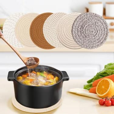 Imagem de Conjunto de 6 trivets de 17 cm para pratos quentes, conjunto de pegador de panela para bancadas de cozinha, suportes de panela, tapetes de prato