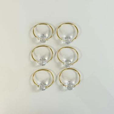 Imagem de Conjunto de 6 Anéis para Guardanapo em Metal Dourado com Cristal Acrílico 4x3cm Acabamento Artesanal para Mesa Posta