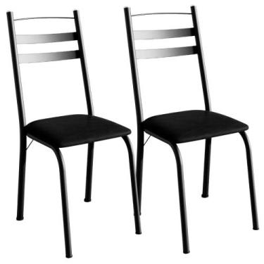 Imagem de Kit 2 Cadeiras Tubular America 061 Preto ARTEF - Artefamol, Preto Bril