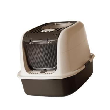 Imagem de ShengQuanHao Caixa de Areia para Gatos com Compartimento para Areia, Estável, Fechada, à Prova de Respingos, para Gatos de Pequeno E Médio Porte, Gatinhos E, CafÉ