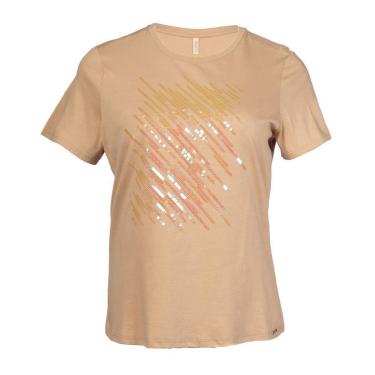 Imagem de Blusa Feminina Cativa Plus Size com Lantejoulas Caqui-Feminino