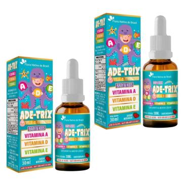 Imagem de 2x ADE-TRIX KIDS (Vitamina A, D e E) Sabor Morango 30ml Flora Nativa-Unissex
