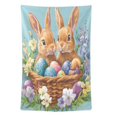 Imagem de STAYTOP Tapeçaria de Páscoa Fofo Coelho e Ovo Tapeçarias para Decoração de Casa Dormitório Sala de Estar Quarto Tapete de Parede (60×40in)