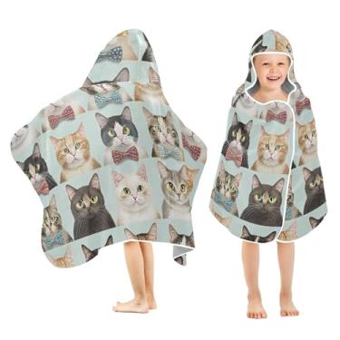 Imagem de Burbuja Toalha de banho vintage com capuz para crianças, toalha de praia de pelúcia absorvente macia para meninas e meninos 3-10 anos, 61 x 127 cm