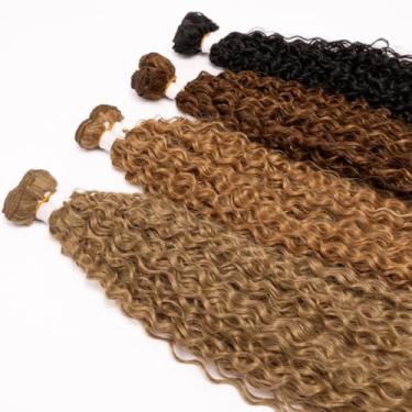 Imagem de Cabelo do Futuro Cacheado 55cm Mega Hair - 100g - (3 Cores) - Extensão Profissional na Tela - Cachos Perfeitos (Castanho Iluminado)