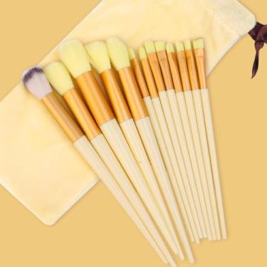 Imagem de Conjunto de 13 pincéis de maquiagem, sombra, sobrancelha, delineador, base, pó de destaque, lábios, pincel profissional, azul