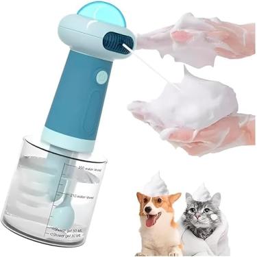 Imagem de Massageador de Banho Elétrico para Pets – Limpeza Profunda, Dispenser Integrado de Shampoo, Silicone Macio e Bateria USB Recarregável