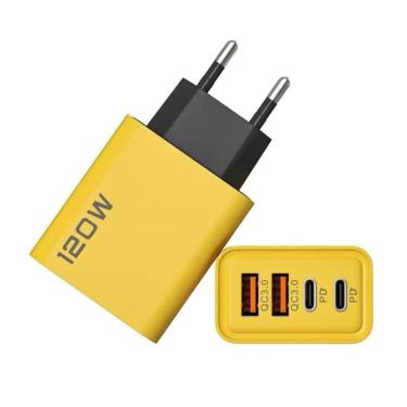 Imagem de Carregador Rápido 120W USB/USB-C c/ Cabo (Amarelo)