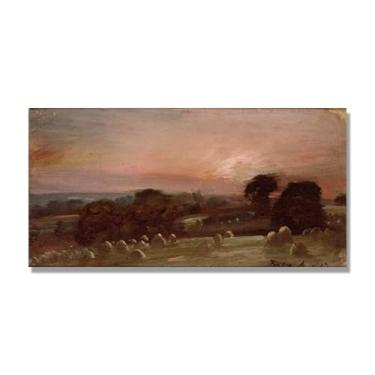 Imagem de NHLDZYH Impressão em tela estilo John Constable, (paisagem 90), painel de tela de paisagem romântica, decoração de parede com tema de natureza para quarto ou escritório. 50 x 100 cm. Somente tela