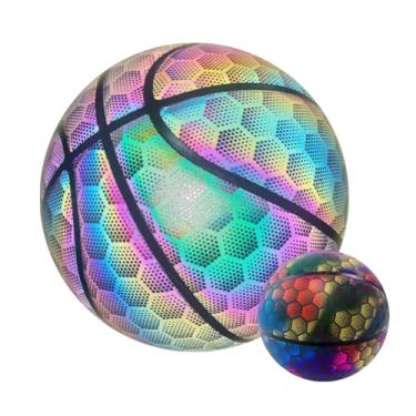 Imagem de Bola de basquete holográfica reflexiva brilhante luminosa couro para interior Presentes meninos meninas homens mulheres