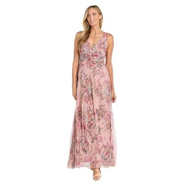 Imagem de Vestido maxi plissado enrugado com babados laterais em cascata, pêssego/coral, 52