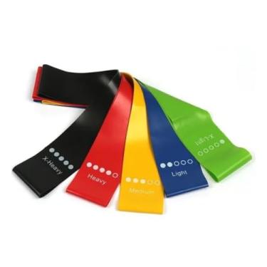 Imagem de Kit 5 Mini Bands Elásticas para Exercícios Treino em Casa e Academia Conjunto de Faixas de Resistência