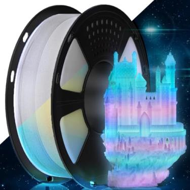 Imagem de GAINTARM Filamento PLA que brilha no escuro, filamento de impressora 3D arco-íris luminoso 1,75 mm, precisão dimensional +/- 0,02 mm, alto brilho e brilho de longo tempo, arco-íris de Natal adequado