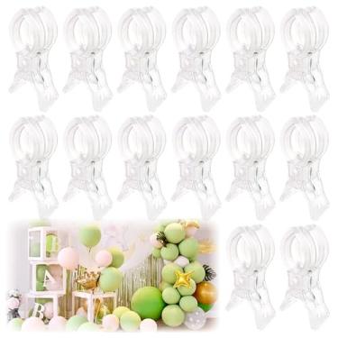 Imagem de Pacote com 14 clipes transparentes para arco de balão, grampos transparentes de plástico de 8,9 cm, grampos de mola resistentes para arco de balão, decoração de aniversário, artesanato, marcenaria