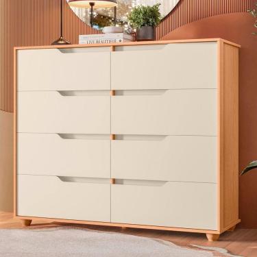 Imagem de Comoda Doble 8 Gavetas Quarto Freijo Com Off White Vistas Flex - Albatroz