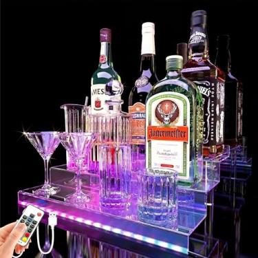 Imagem de YMVV Prateleira de acrílico para garrafa de licor, organizador de xarope de café