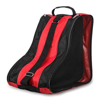 Imagem de Bolsa de transporte respirável 3 camadas para patins rua inline e gelo com compartimentos grande capacidade acessórios p