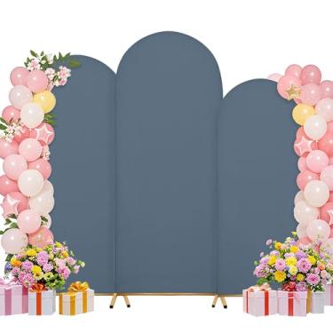 Imagem de Conjunto de capas de arco de 1,8 m de 1,8 m de casamento, arco, suporte de arco, tecido elastano, pano de fundo elástico para decoração de festa de aniversário de casamento, chá de bebê (azul escuro)