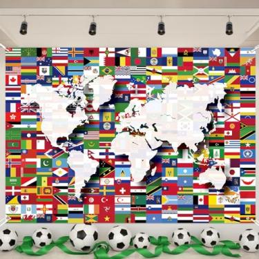 Imagem de 2,1 x 1,5 m Bandeiras do mundo pano de fundo pano de fundo bandeiras internacionais decorações para festas temáticas da Copa do Mundo, decoração de casa, cabine de fotos, eventos esportivos, bares