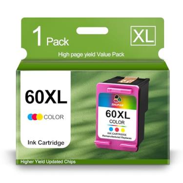 Imagem de SHUPAN Cartucho de tinta colorida de substituição 60XL para HP 60 60 XL Ink Work for PhotoSmart C4780 C4680 C4795 C4650 DeskJet F4480 F4440 F4280 Envy 110 impressora (1 tricolor)