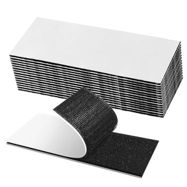 Imagem de 10 peças de fixadores autoadesivos, fita autoadesiva extra forte em preto, adequado para paredes, portas, plásticos, pisos, vidro, metais, quadrados pretos (3 x 10 cm)