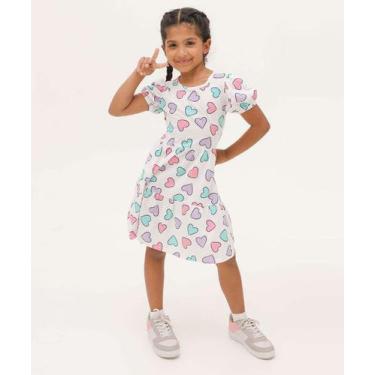 Imagem de Vestido Infantil Estampa Corações Marisa Tam 4 a 10-19063, Branco, 6