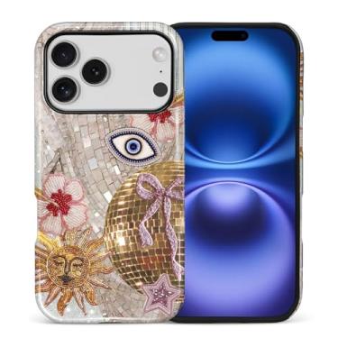 Imagem de ANLUN STORE Capa para iPhone 17 Pro, proteção dupla híbrida TPU macio + PC rígido à prova de choque, capa protetora antiarranhões e fina para homens e mulheres - Design de colagem de laço com contas