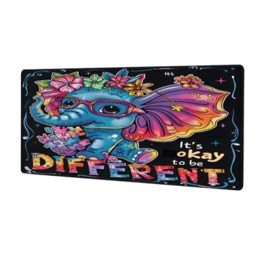 Imagem de Tapete de rato grande de elefante fofo para autismo, à prova d'água, tapete protetor de mesa estendido para computador, base de borracha antiderrapante para escritório, computador, teclado, laptop e
