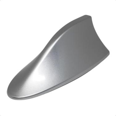 Imagem de Antena Shark Tubarão para Carro com Teto Plano Recepção AM/FM Design Esportivo Aerodinâmico Multimarcas com Kit de Instalação (Prata)