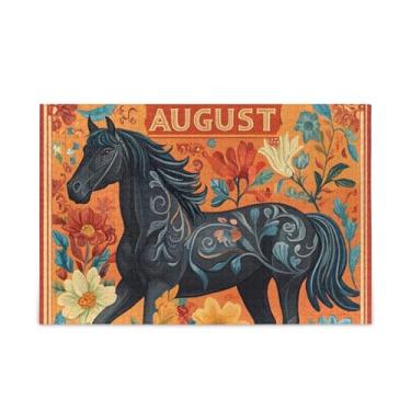 Imagem de Quebra-cabeça de 1000 peças de cavalo preto laranja, quebra-cabeça composto de papel e madeira para adolescentes com bolsa de armazenamento
