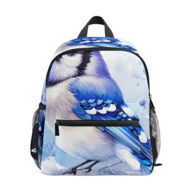 Imagem de GAIGEO Blue Jay Art Print Kids School Backpack with Whistle, Adjustable Chest Strap, Mini Backpack for Toddler Girls Lightweight & Compact for Ages 3-8