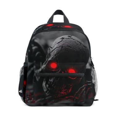 Imagem de GAIGEO Halloween Skull Horror Zombie Toddler Mini Backpack Backpack for Kindergarten Boys with Front Pocket, Safety Whistle for Ages 3-8