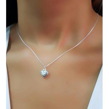 Imagem de Colar Coração Liso 1.0 cm Banhado a Prata - Lazzuli Joias