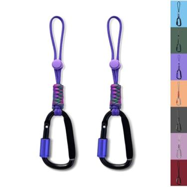 Imagem de Clipe mosquetão para chaveiro Paracord – Anel D para garrafa de água, chave, mochilas e mais (roxo - 2 peças)