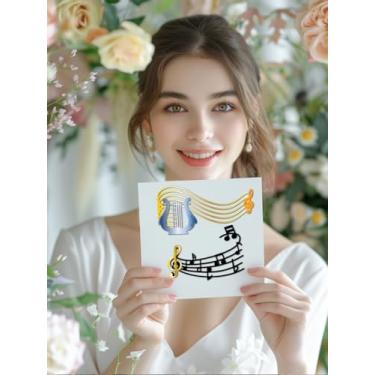 Imagem de 1 estêncil de matriz de corte de aço carbono, cor de aço inoxidável, tema musical, nota musical, padrão, molde de corte para álbum de fotos faça você mesmo, cartão de papel decorativo em relevo, 11,5