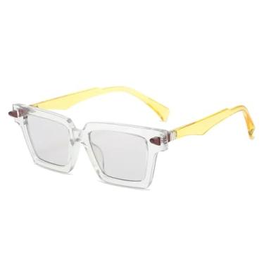 Imagem de Óculos de Sol UV400 - Cores Candy Punk com Rebites para Homens e Mulheres, Esportes ao Ar Livre, Corrida e Ciclismo, Amarelo Transparente