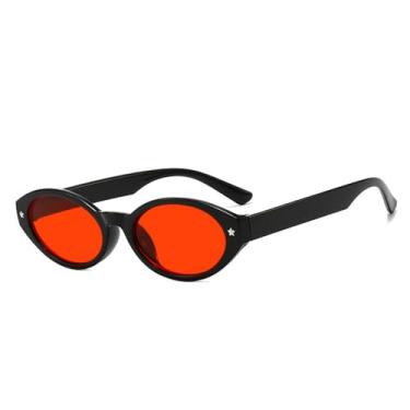 Imagem de Óculos de Sol Femininos e Masculinos Jelly Color Oval Rivets com Proteção UV400 para Esportes ao Ar Livre, Corrida e Ciclismo, Preto e Vermelho