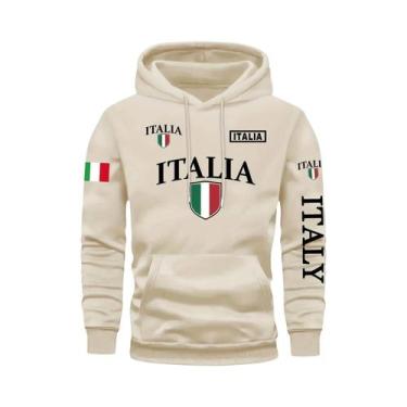 Imagem de Moletom Masculino Cinza Com Estampa Da Bandeira Da Itália E Letra ITAL