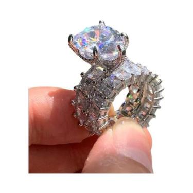Imagem de Conjunto De Anéis De Noivado E Casamento Vintage Em Prata Com Zircônia