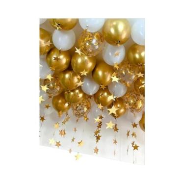 Imagem de Balões De Metal Espesso Preto, Dourado, Prata E Branco, 43 Peças Para 