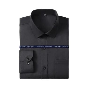 Imagem de Camisa Formal Masculina De Manga Longa Anti-Rugas 7XL Cor Sólida Para 