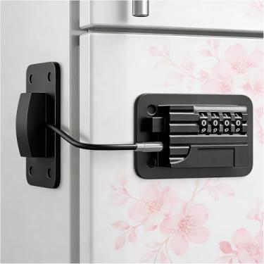 Imagem de Trava de geladeira à prova de crianças, trava de geladeira com senha, sem necessidade de ferramentas, universal para geladeira, lava-louças, freezer para manter as crianças seguras, 2 peças, branco