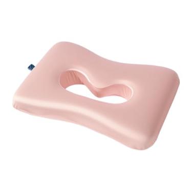 Imagem de KiBcsLic Travesseiro para orelhas, ideal para dormir de lado, com orifício para orelha, fácil de limpar, de alto desempenho, com design vazado, em espuma, Rosa